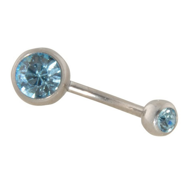Surgical Stainless Steel - 14 Gauge Curved Double Gem Navel Bells