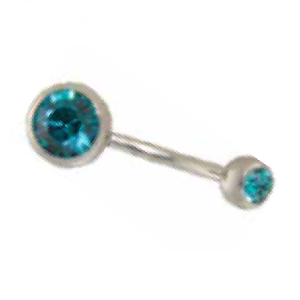 Surgical Stainless Steel - 14 Gauge Curved Double Gem Navel Bells