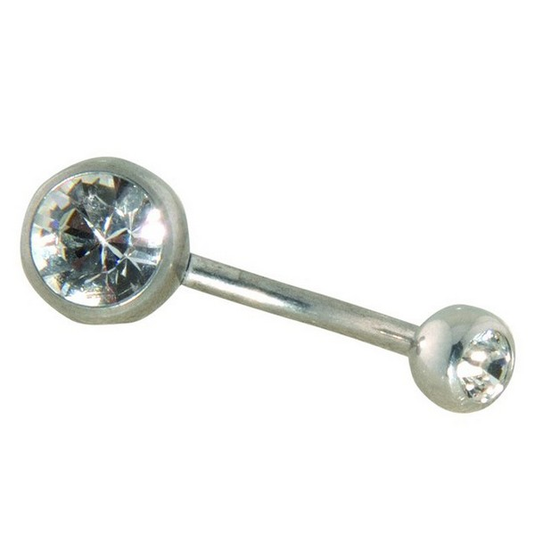 Surgical Stainless Steel - 14 Gauge Curved Double Gem Navel Bells