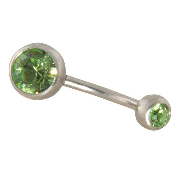 Surgical Stainless Steel - 14 Gauge Curved Double Gem Navel Bells
