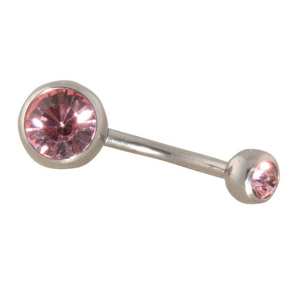 Surgical Stainless Steel - 14 Gauge Curved Double Gem Navel Bells