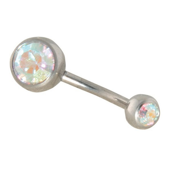 Surgical Stainless Steel - 14 Gauge Curved Double Gem Navel Bells
