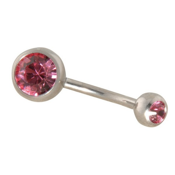 Surgical Stainless Steel - 14 Gauge Curved Double Gem Navel Bells