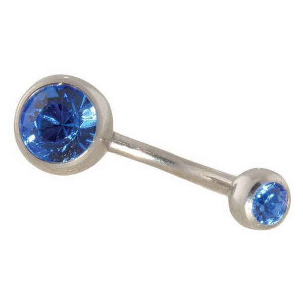 Surgical Stainless Steel - 14 Gauge Curved Double Gem Navel Bells