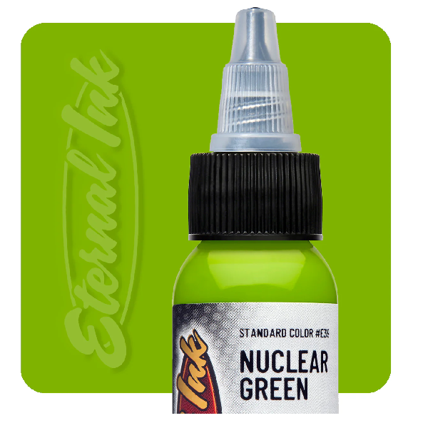Eternal Taattoo Ink Nuclear Green – Mom’s Millennium Inks & Tattoo Supplies