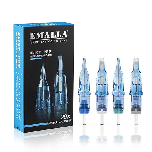 EMALLA Eliot Pro Tattoo Cartridge Needles - Round Liner Bugpins - Dia. 0.25mm /Long Taper 5.5mm (Box of 20)