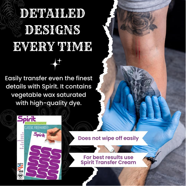 Spirit® Classic Thermal Tattoo Transfer Paper - Tattooing Stencil Paper, Proudly made in the USA