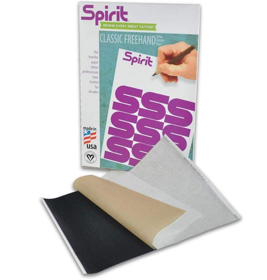 Spirit® Classic Thermal Tattoo Transfer Paper 8.5" X 11" - Tattooing Stencil Paper, Proudly made in the USA