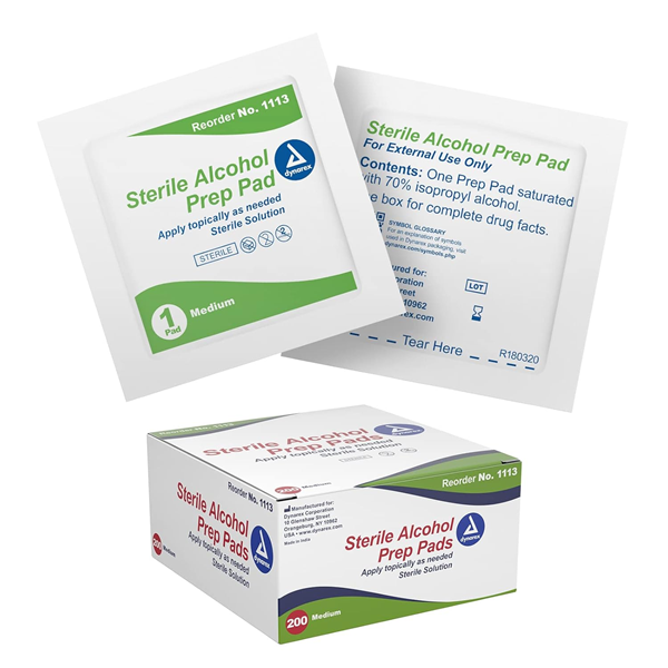 Dynarex Sterile Alcohol Prep Pads Box of 200